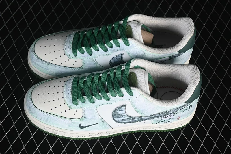 All categories Nk Air Force 1 Air Force series Nk Air Force 1 Low Air Force low-top Nike Air Force 1'07 Low "Bamboo In Ink Wash" Hand-painted graffiti Green bamboo ink rhyme Air Force 1 low-top casual sneakers FB1839-123